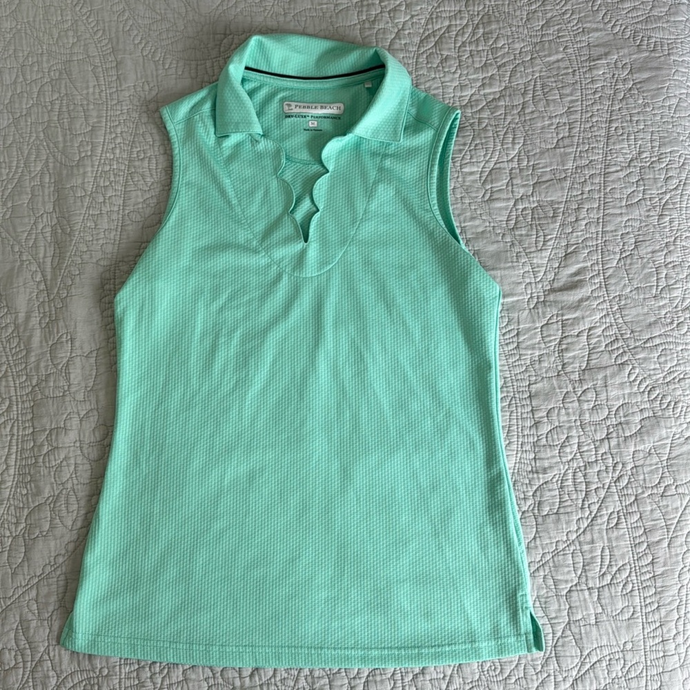 Pebble Beach Scallop Neck Sleeveless Polo